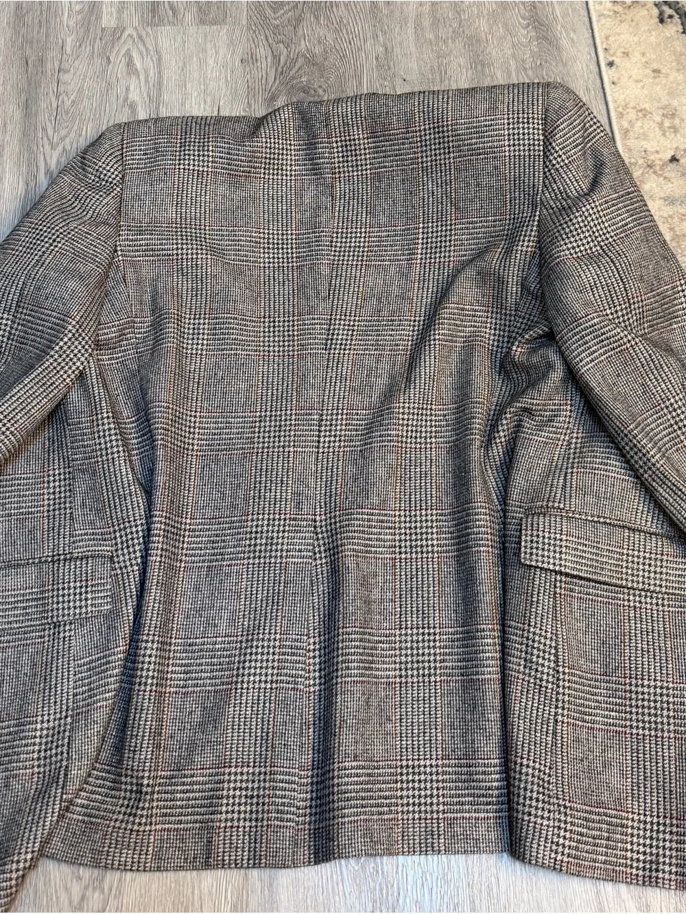 Vtg Oakton Ltd Mens Gray Plaid Blazer Jacket Wool Blend Sport Coat Size 44L